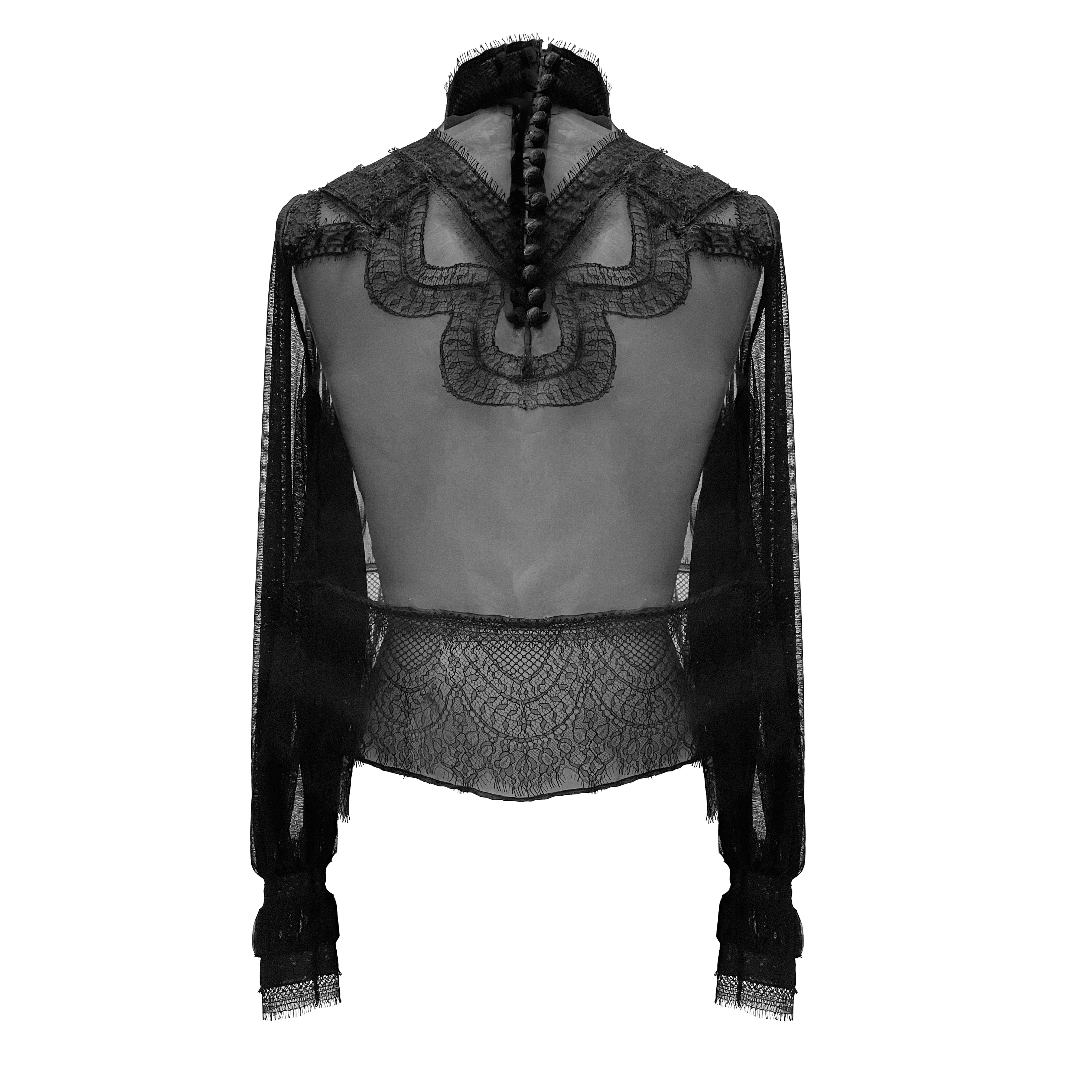 Lourdes Silk Organza Lace Blouse