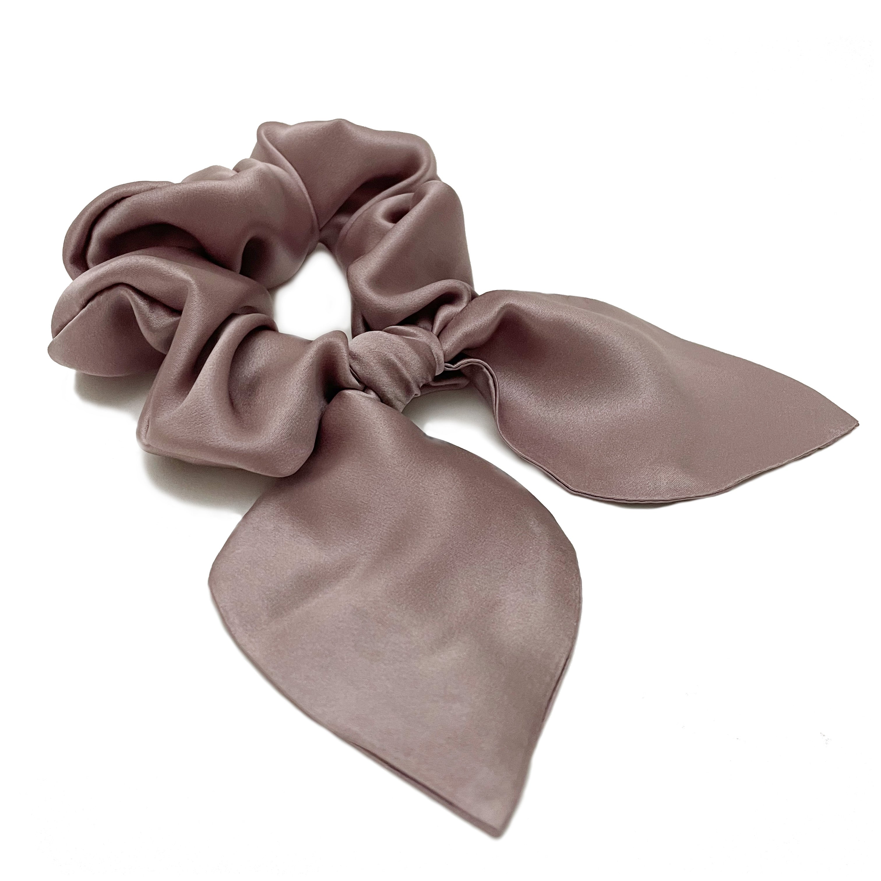 Mauve Silk Bow Scrunchie