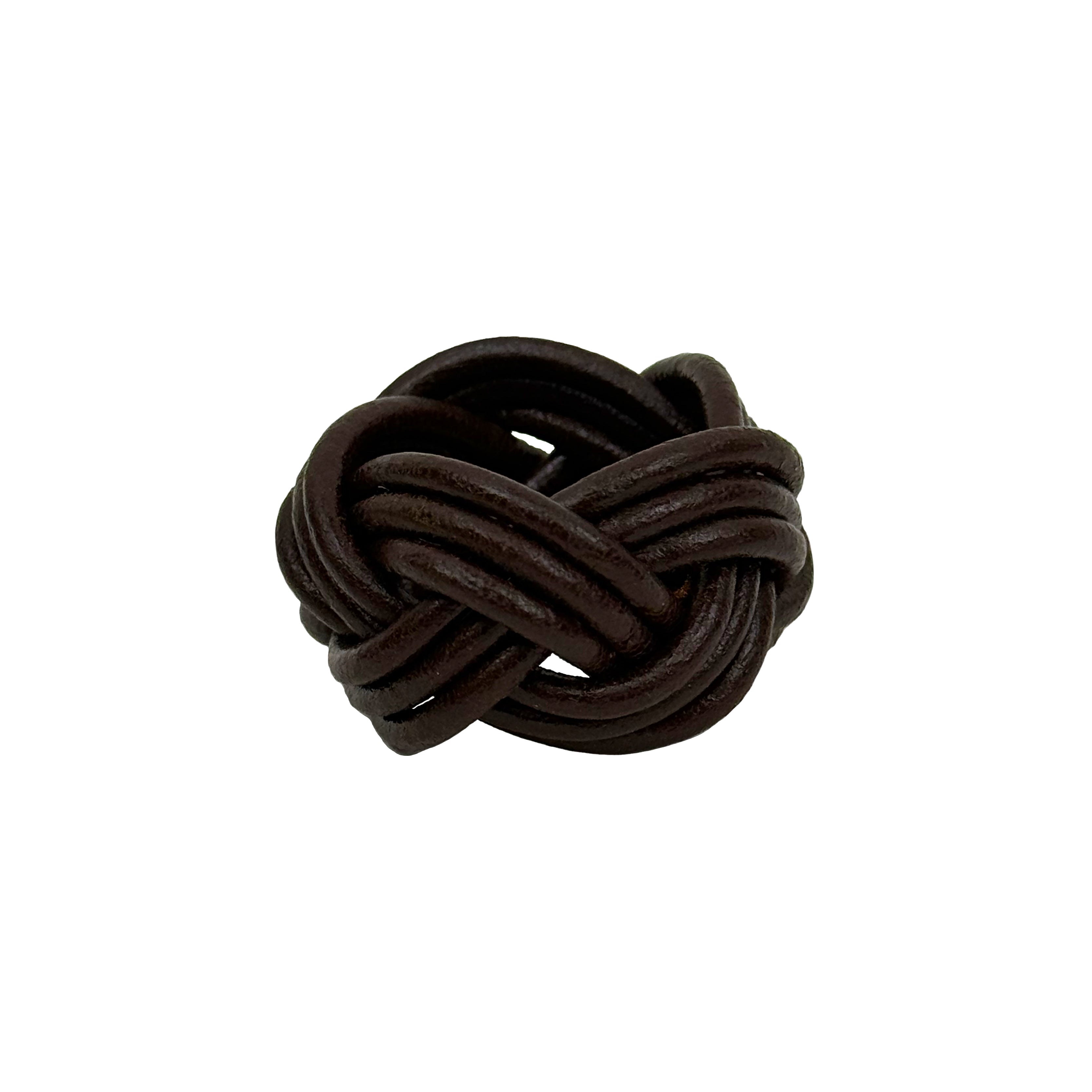 Oak Hand-Knotted Leather Scarf Slide