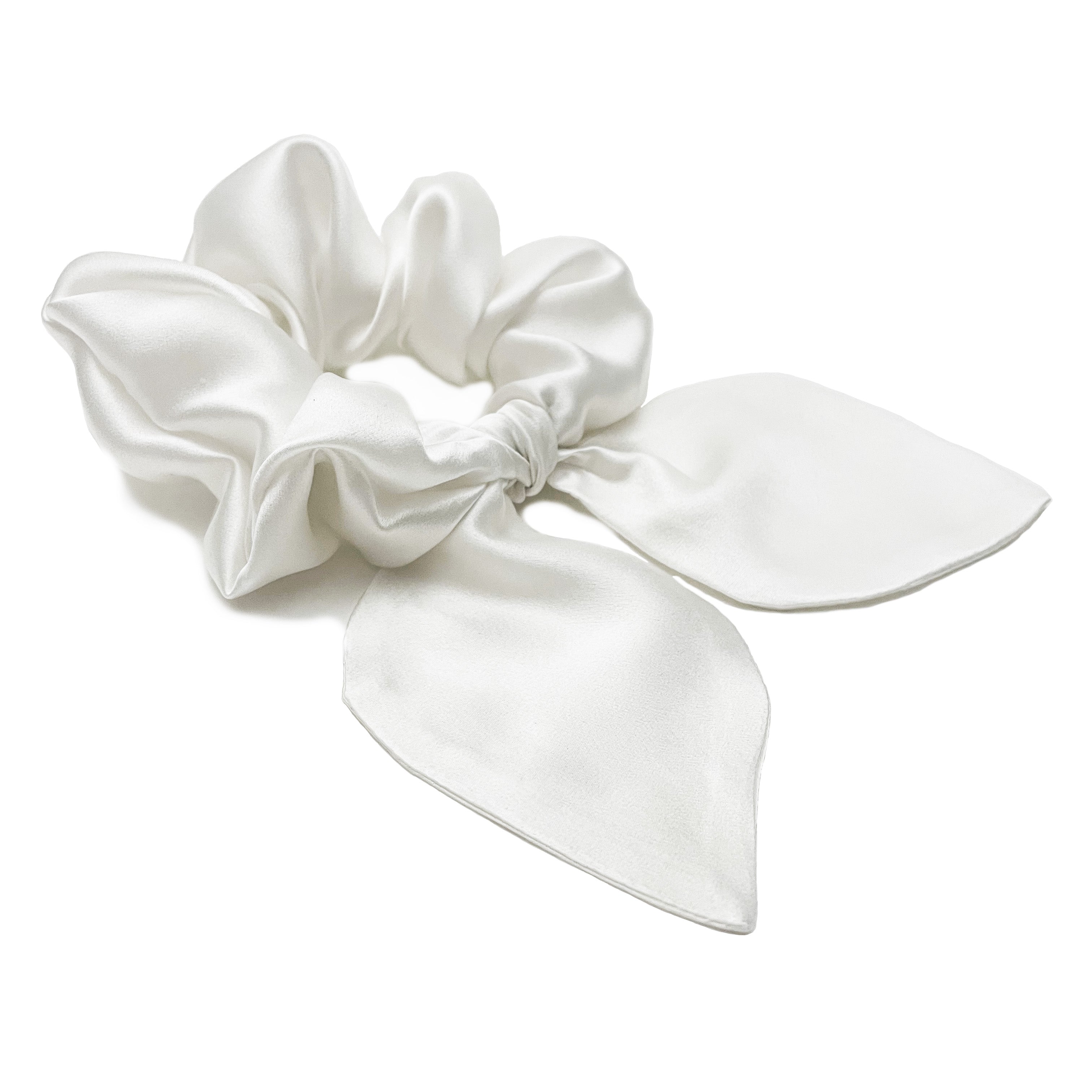 Pearl Silk Bow Scrunchie