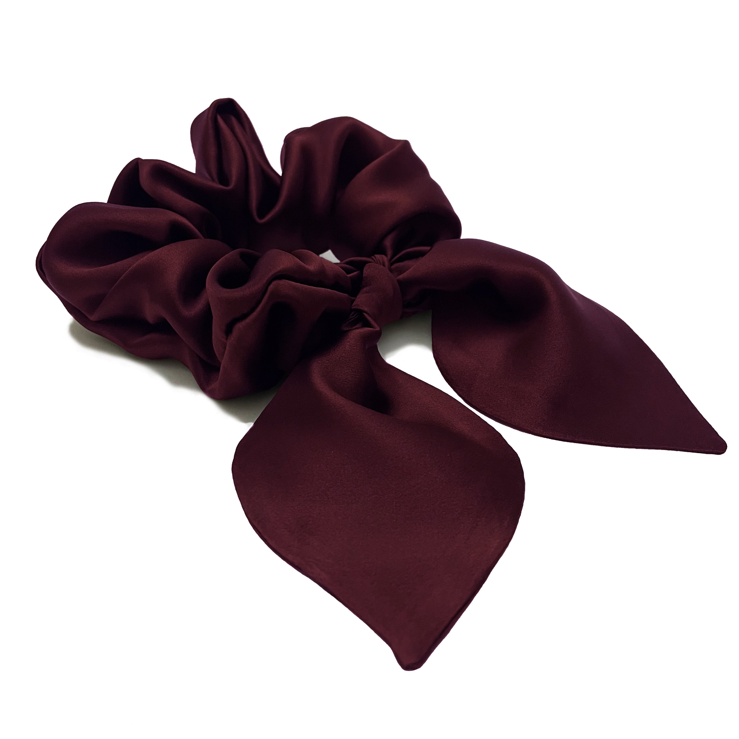 Rosewood Silk Bow Scrunchie