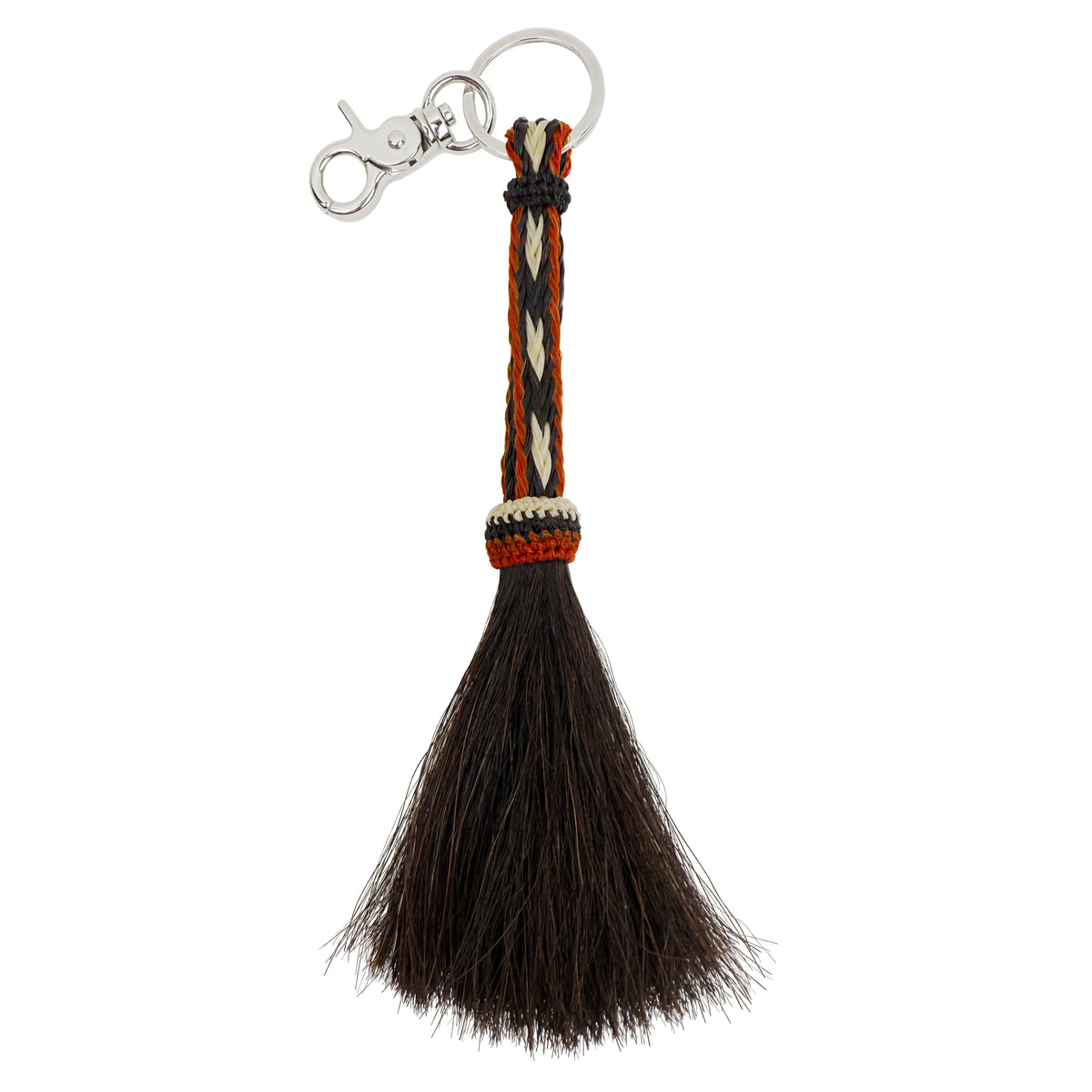 Coral Hitched Horsehair Tassel Keychain