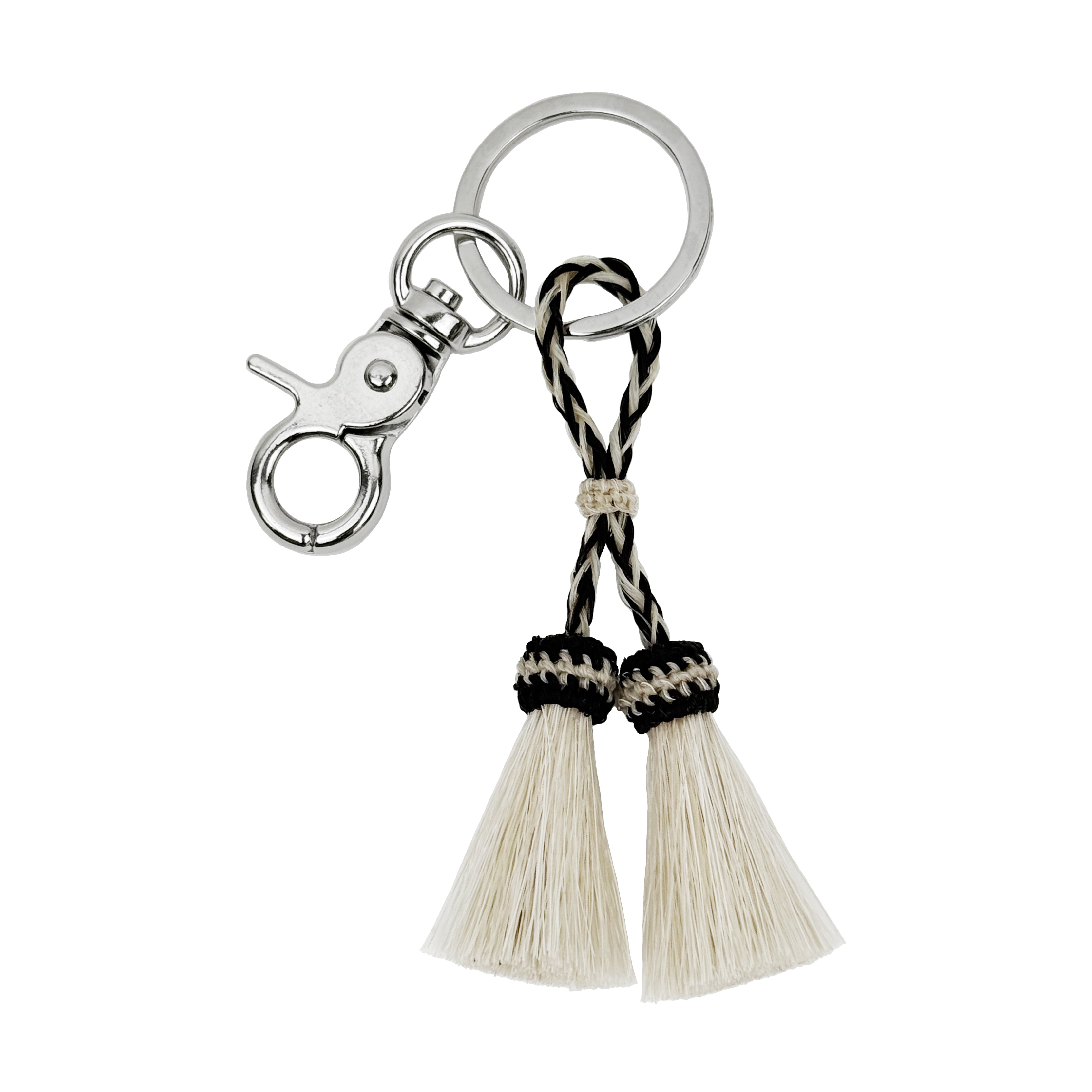 Marble Hitched Horsehair Double Tassel Keychain