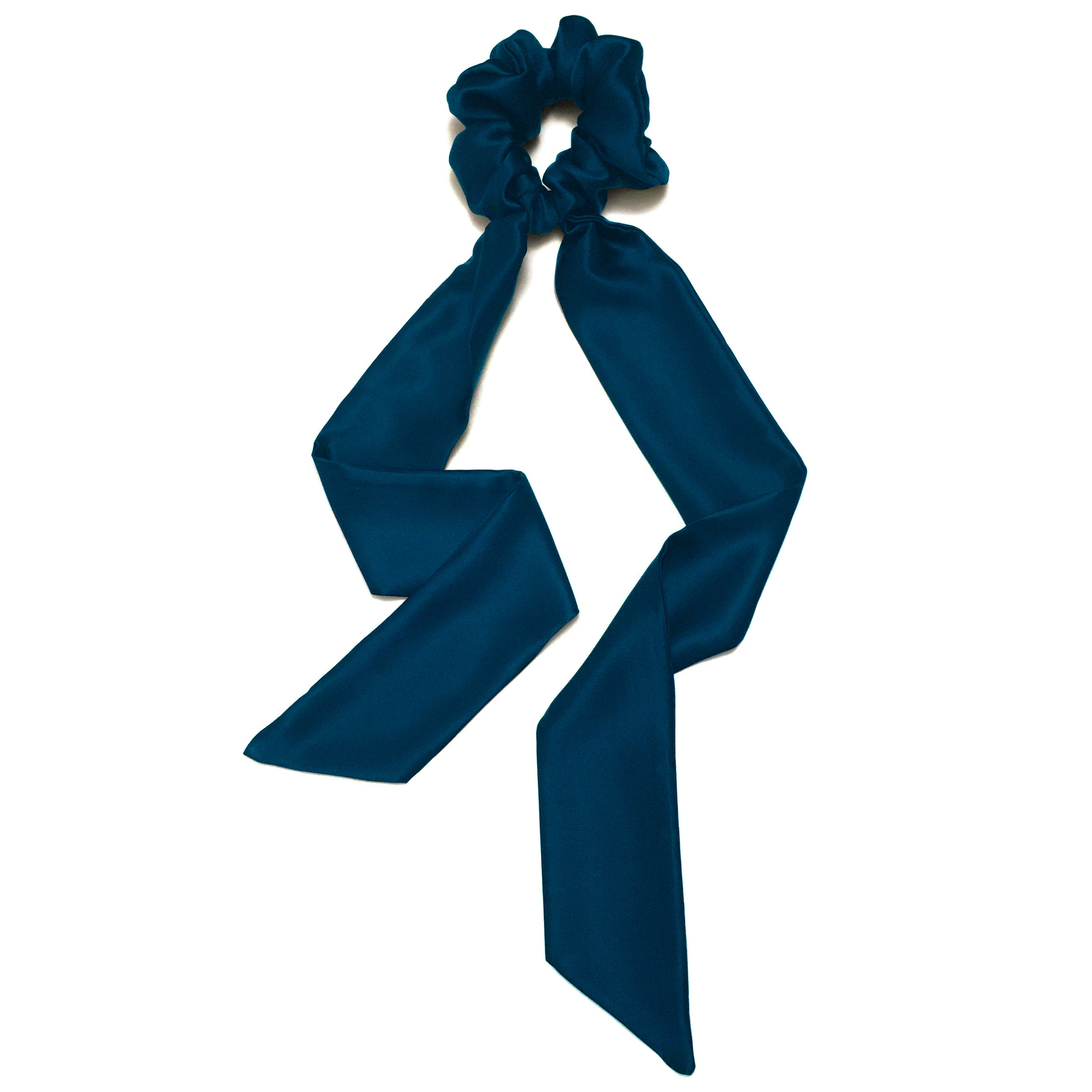 Teal Silk Scarf Scrunchie