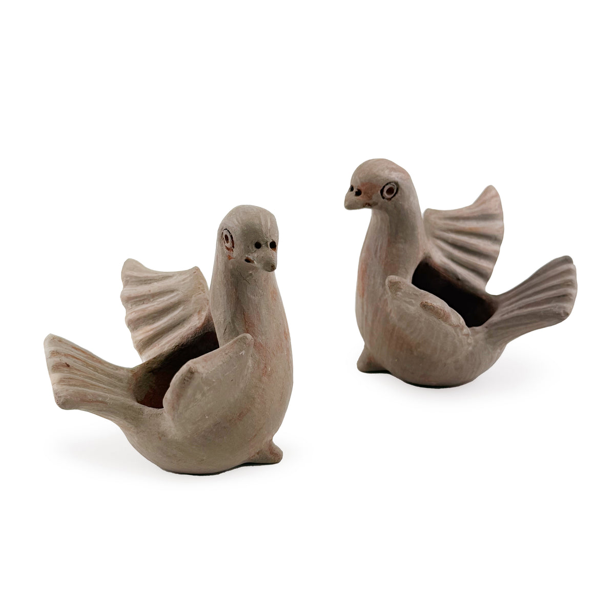 Clay Dove Candle Holders, Set of Two