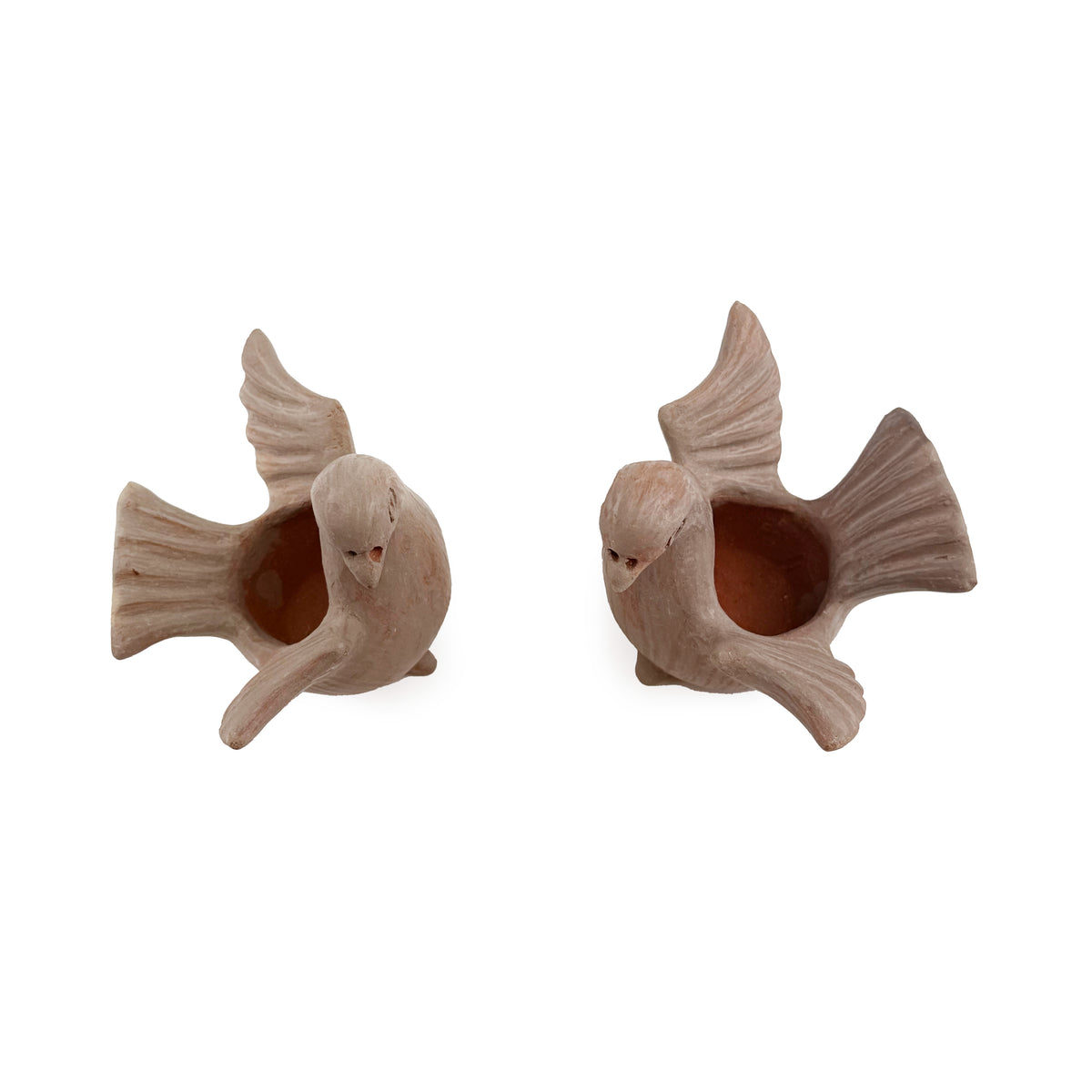 Clay Dove Candle Holders, Set of Two