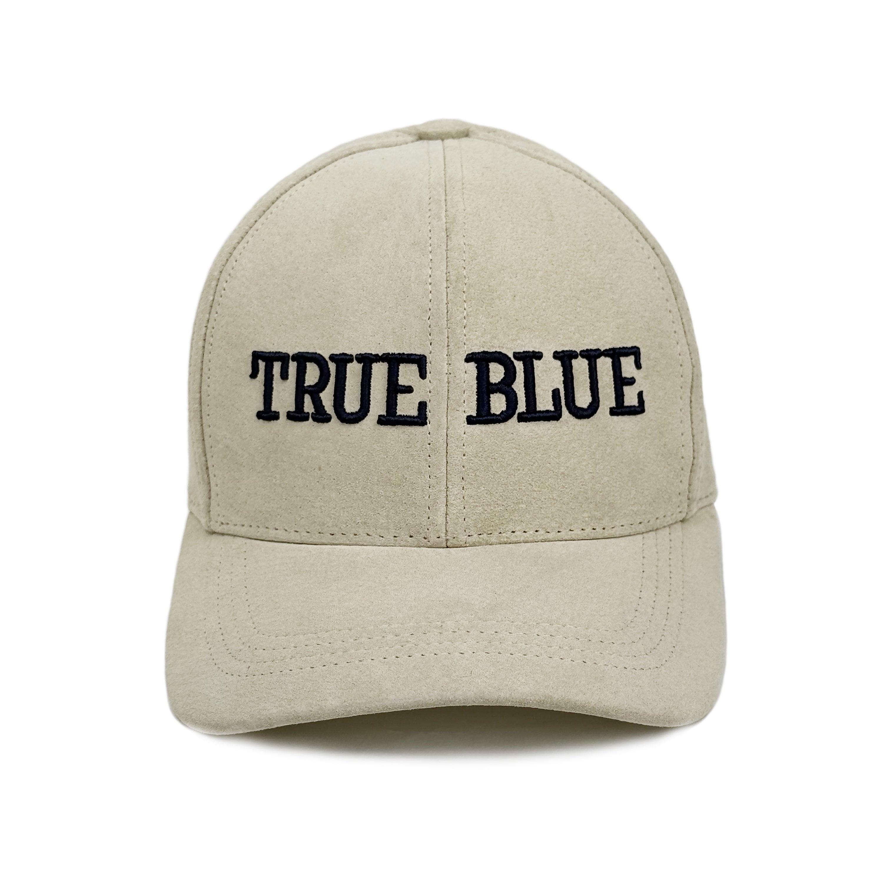 True Blue Suede Baseball Cap in Bone