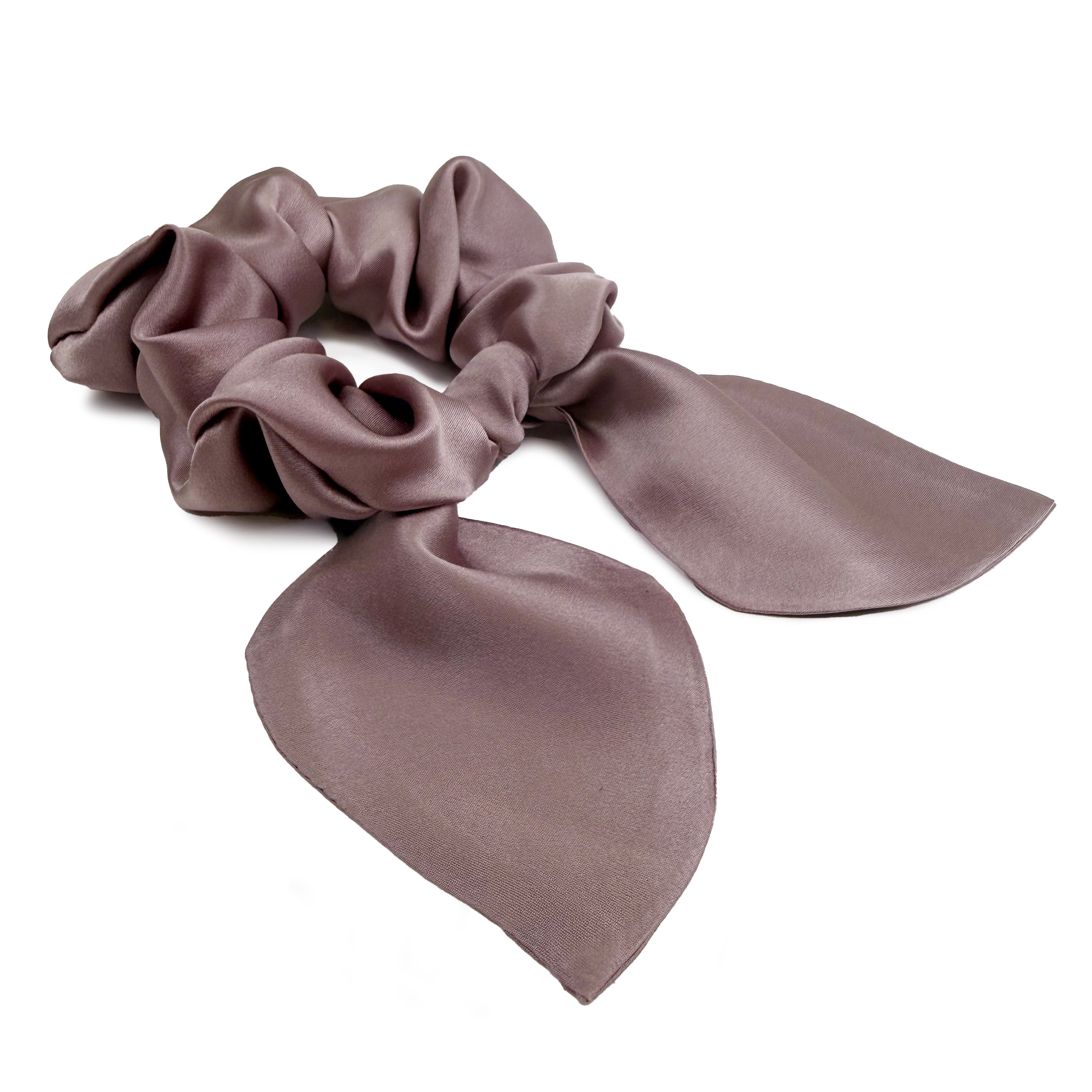 Mauve Silk Bow Scrunchie