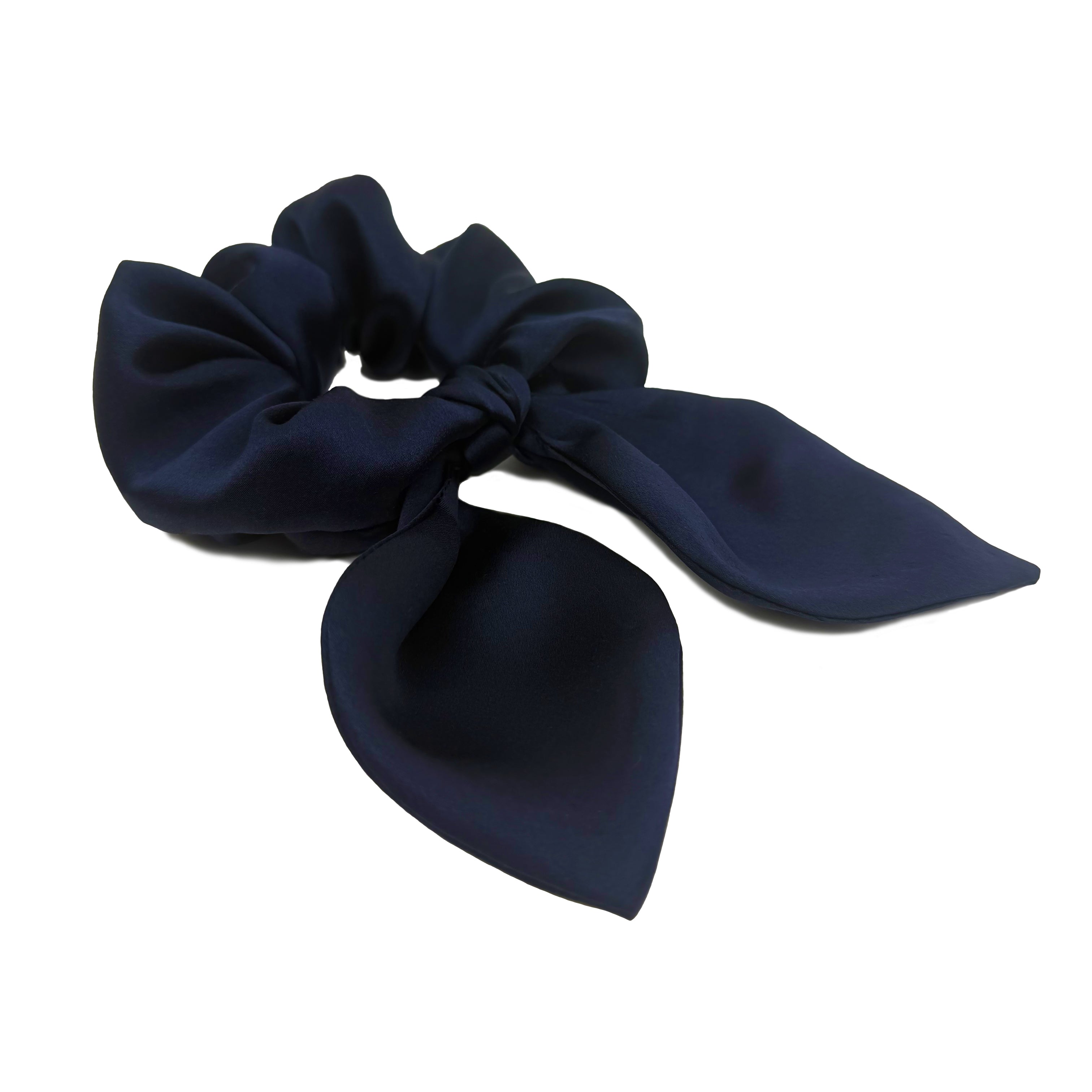 Midnight Silk Bow Scrunchie