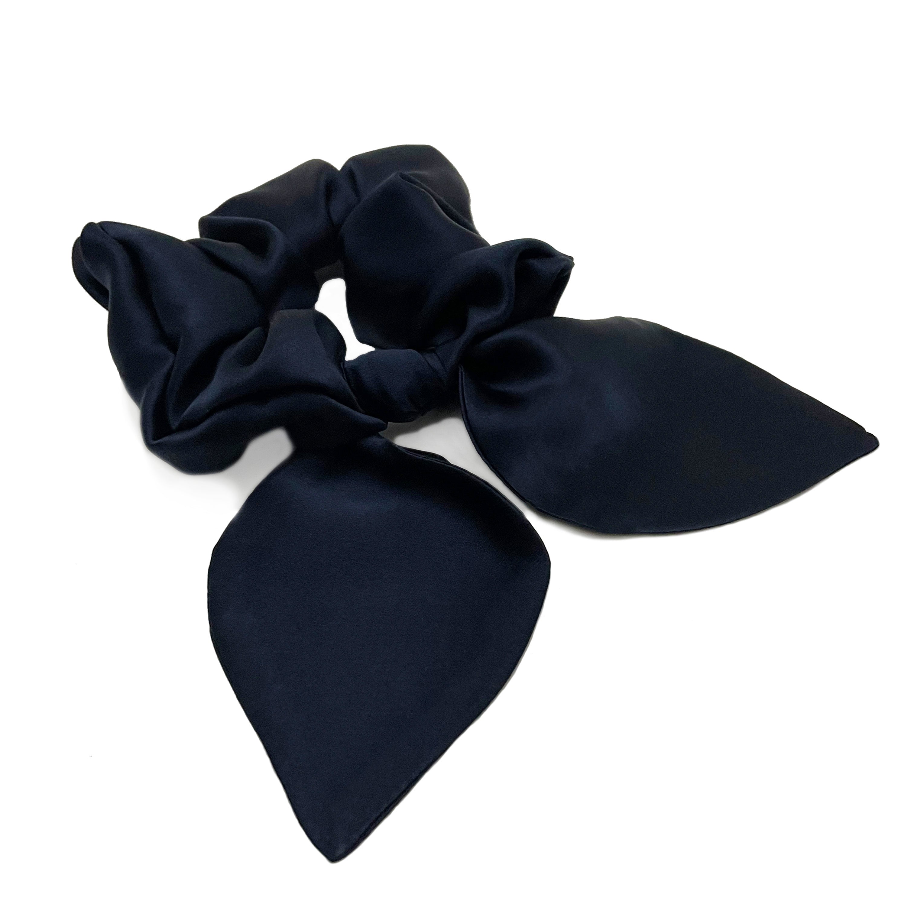 Midnight Silk Bow Scrunchie