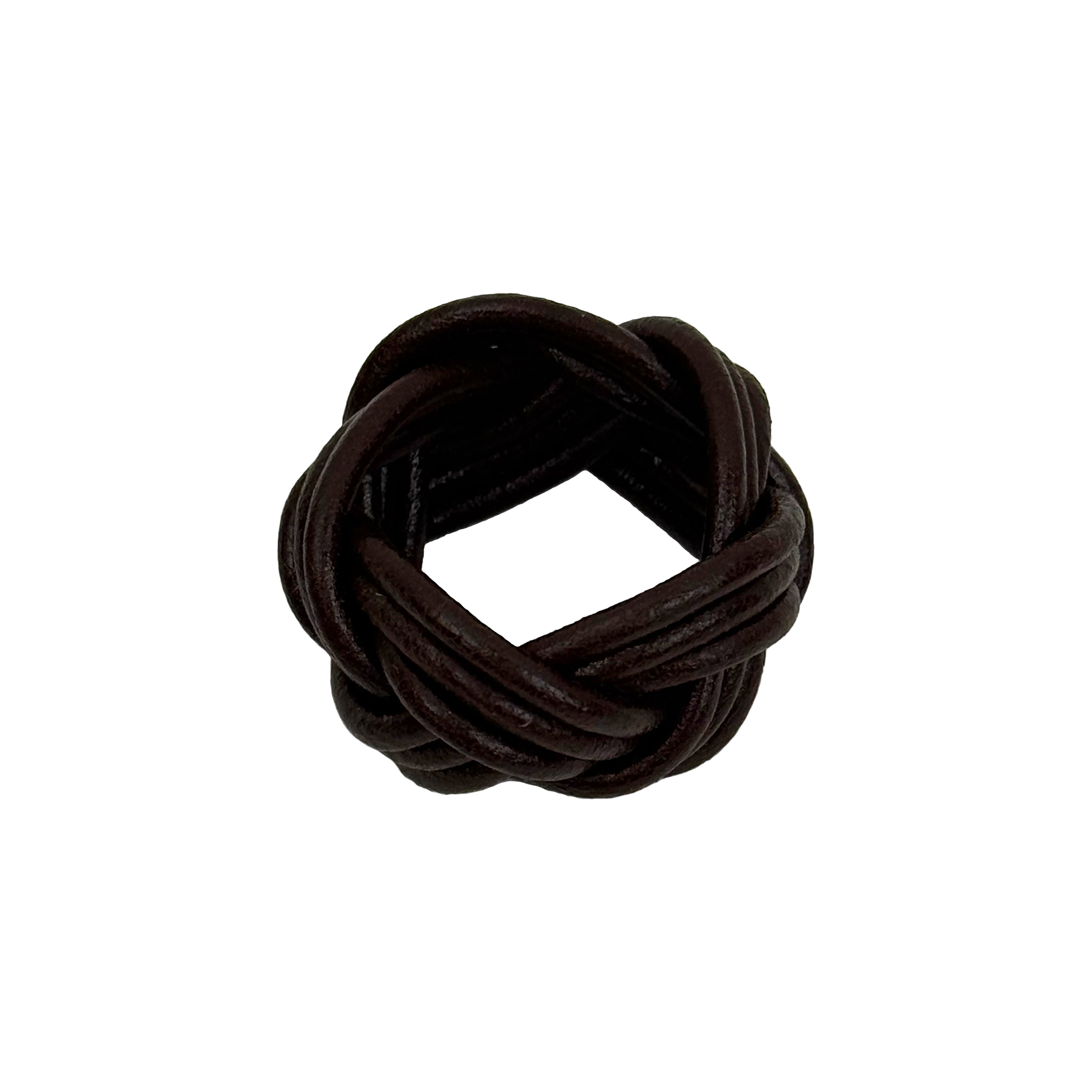 Oak Hand-Knotted Leather Scarf Slide