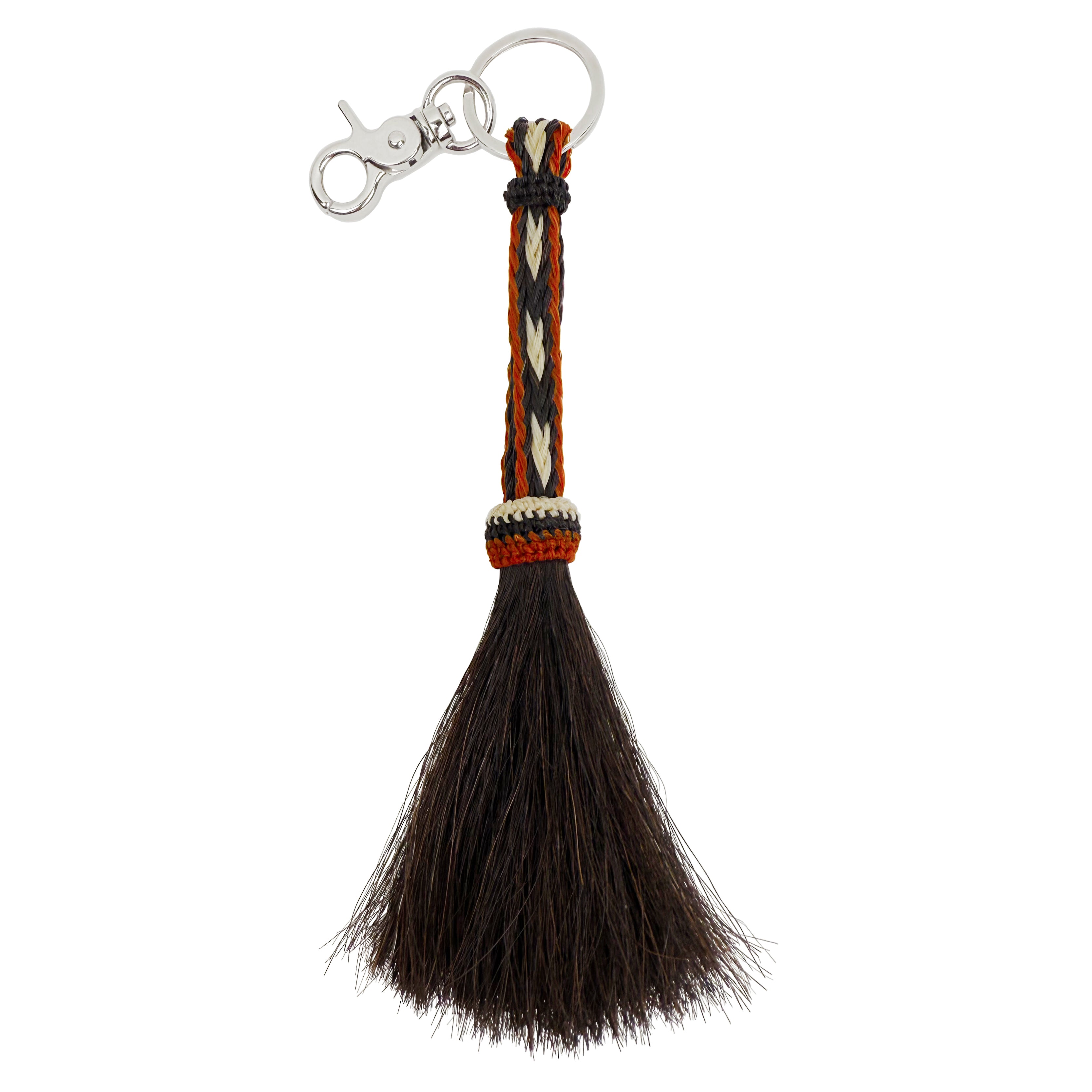 Coral Hitched Horsehair Tassel Keychain