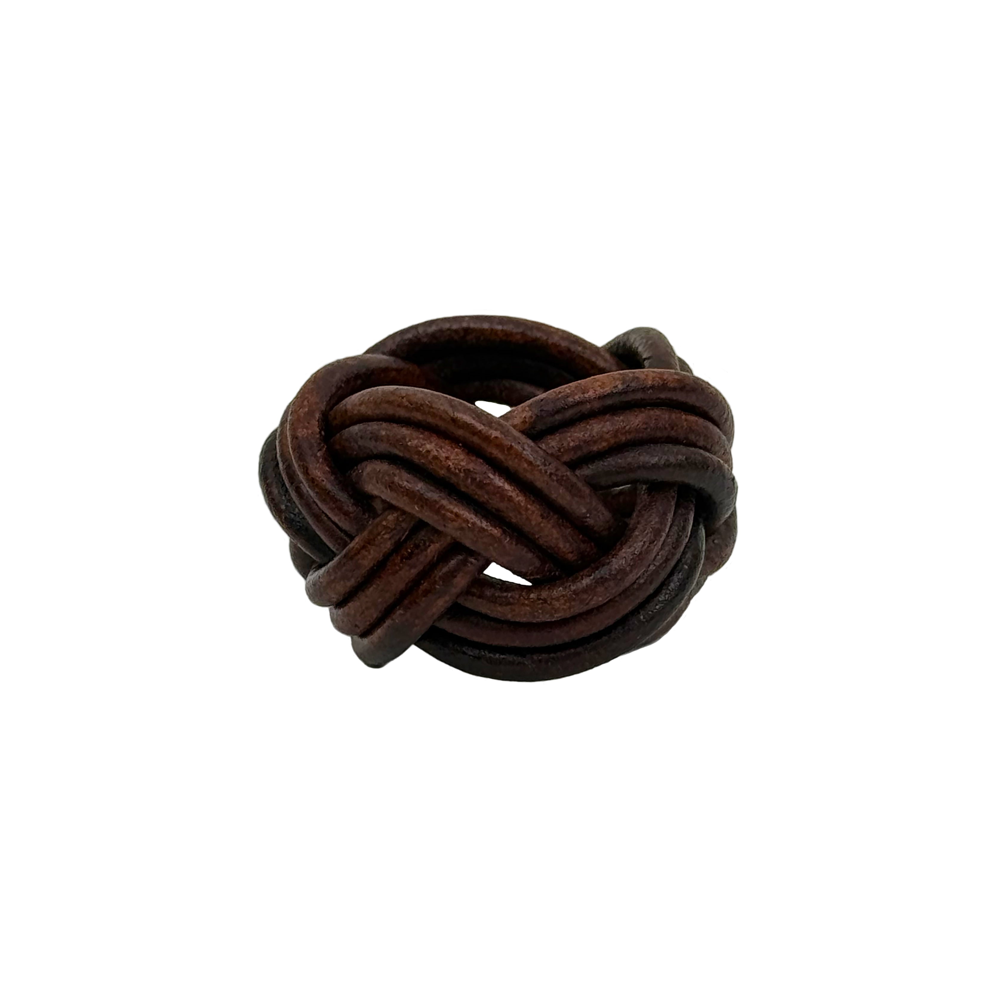 Walnut Hand-Knotted Leather Scarf Slide