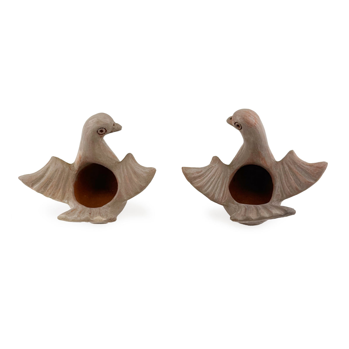Clay Dove Candle Holders, Set of Two
