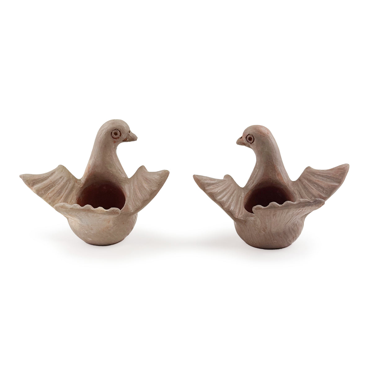 Clay Dove Candle Holders, Set of Two